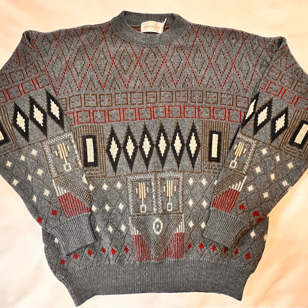 VTG Adolfo Men’s Large Sweater 75% Acrylic 25% Cotton 1980’s 1990’s?